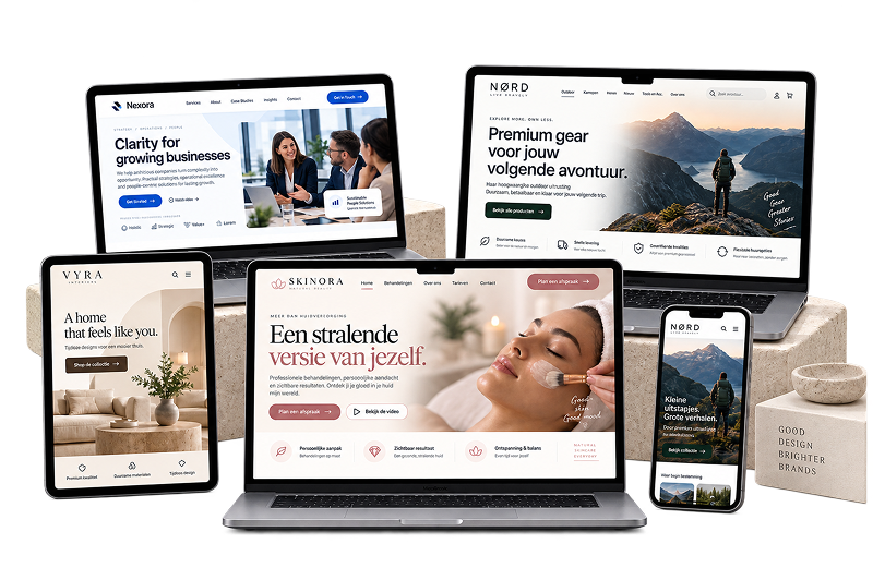 Voorbeelden van DZYN webdesign op verschillende schermen